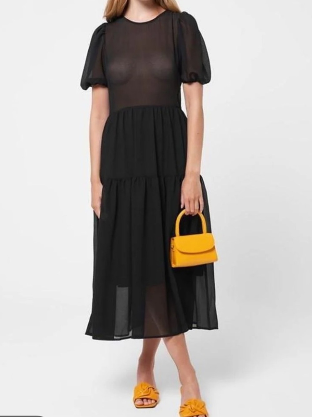 Never Fully Dressed Black Tiered Puff Sleeve Midi Dress - Picture 10 of 10